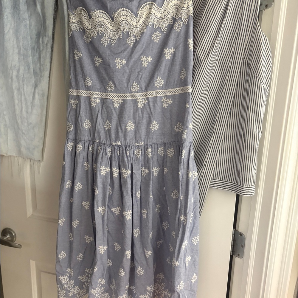 Monique Lhuillier Blue Sleeveless Sundress